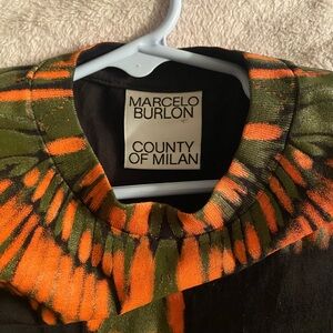 Marcelo Burlon County of Milan Orange and Green Patterned Top